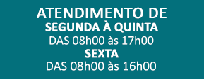Atendimento de segunda à sexta das 08h00 às 17h00